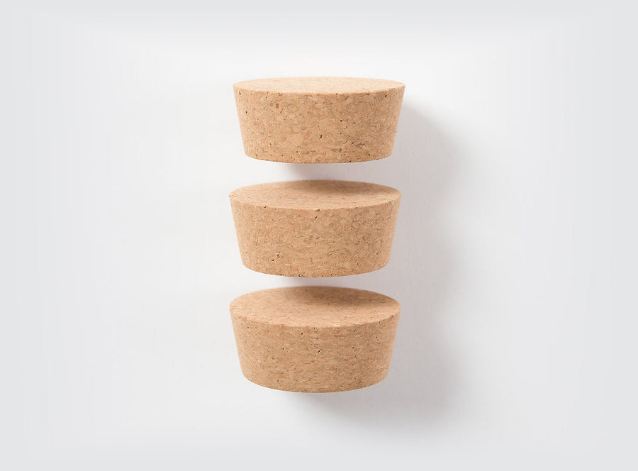 Cork bottle tops, small size, set of three.